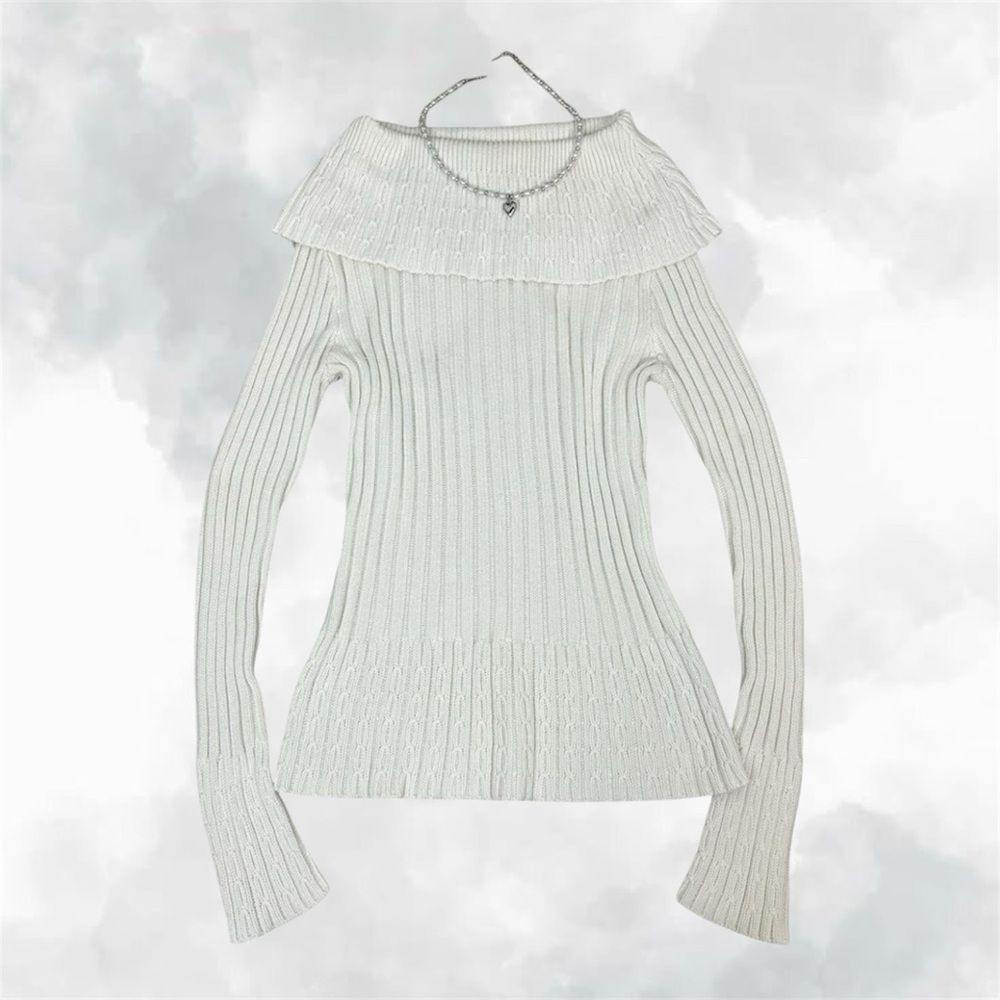Cato white cowl neck ribbed knit sweater